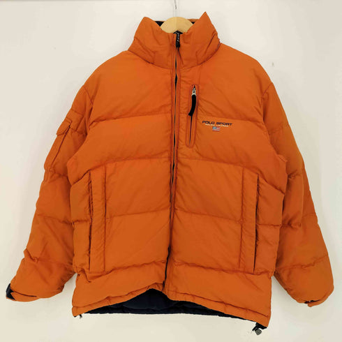 ポロスポーツラルフローレン POLO SPORT RALPH LAUREN 90s ロゴ刺繍 リバーシブルダウンジャケット 裾ドローコード メンズ import:L